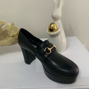 Steve Madden Black Chunky Heel Platform Loafers